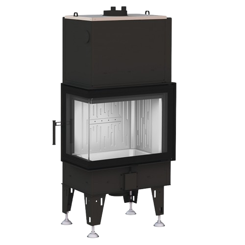 Narożny wkład kominkowy z płaszczem wodnym BeF Aquatic WH 70 CL z podwójną giętą szybą i skórzaną klamką